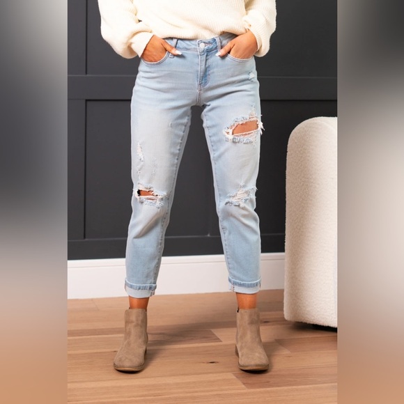 Judy Blue Denim - Judy blue boyfriend jeans light denim size 14 style 88333